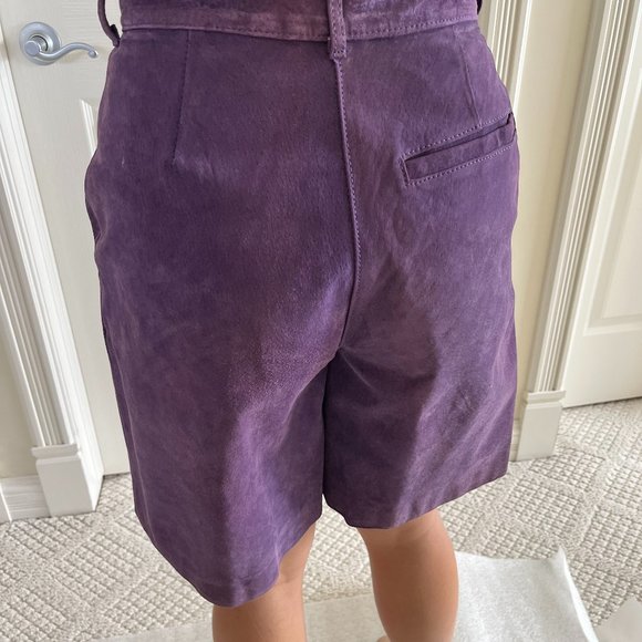 Fashion Spring Cute Vintage Purple Suede Shorts - Picture 4 of 9